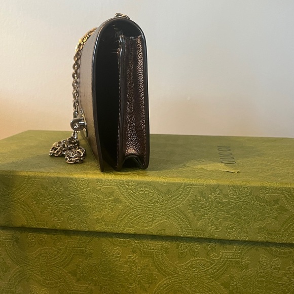 Metallic Silver / Bronze Bayswater Clutch Wallet on Chain - Picture 3 of 12